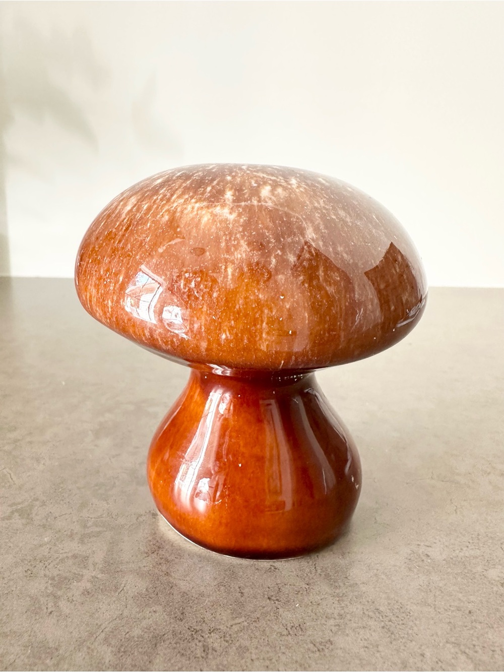 Glazed Ceramic Mushroom Salt or Pepper Shaker Accent Sculpture - Brown Drip 4” - Picture 6 of 14
